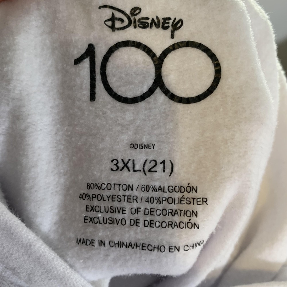 Disney Hoodie Women 3XL White 100 Years Of Wonder Mickey Pooh Stitch Tinker Bell - Picture 7 of 9